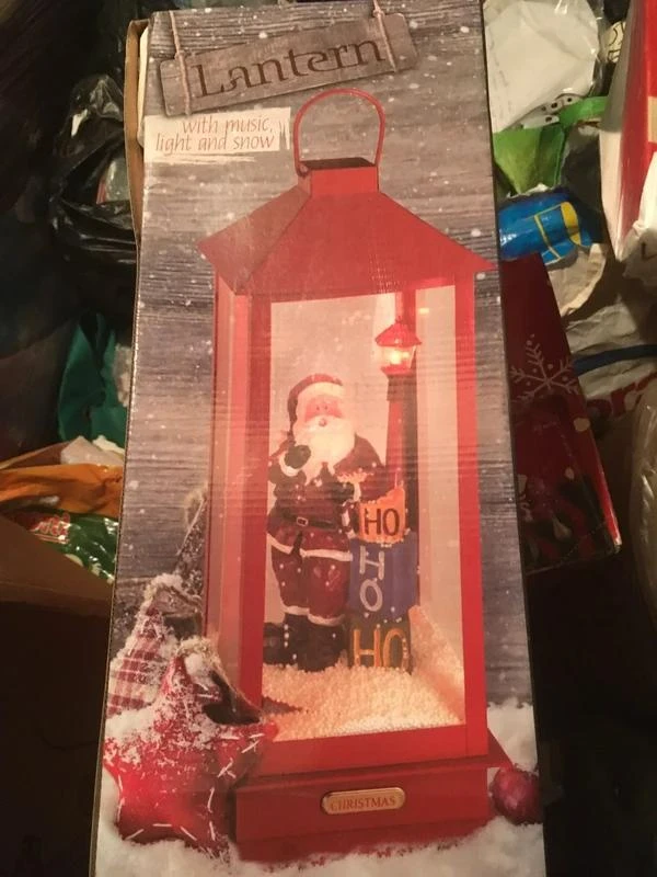 Lanterne de noël XXL père noël : neige, sonore , lumineuse - neuf